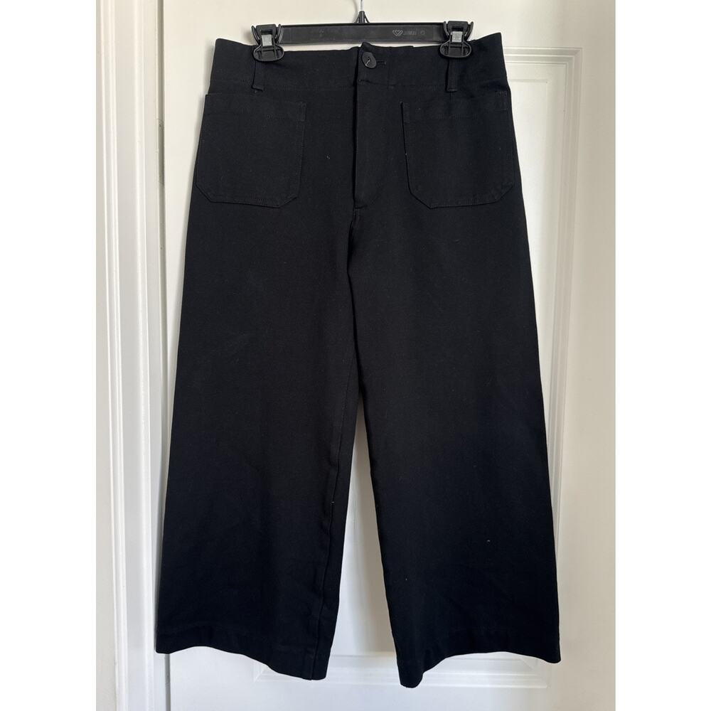 Anthropologie Maeve The Colette Black Ponte Wide Leg Crop Pants Women’s Sz 30 - Picture 2 of 8